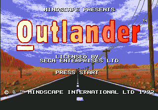 Outlander title screen for Sega Genesis